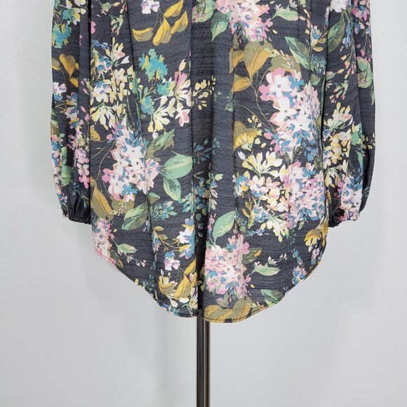 LC Lauren Conrad Watercolor Floral Feminine Peasant Pullover Top Blouse Size S - Picture 3 of 13